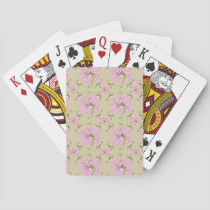 Pink and Green Nostalgic Floral Playing Cards