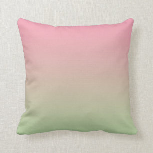“Pink And Green Ombre” Throw Pillow