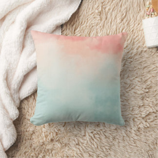 Pink and green ombre throw pillow