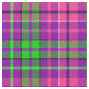 Pink and Green On Purple Plaid Tartan Pattern Fabric