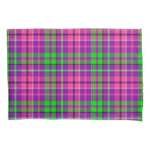 Pink and Green On Purple Plaid Tartan Pattern Pillowcase