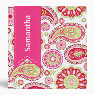 Pink and Green Paisley Custom Binder