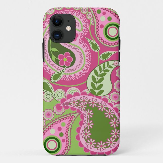 Pink and green Paisley iPhone 5 case (Back)