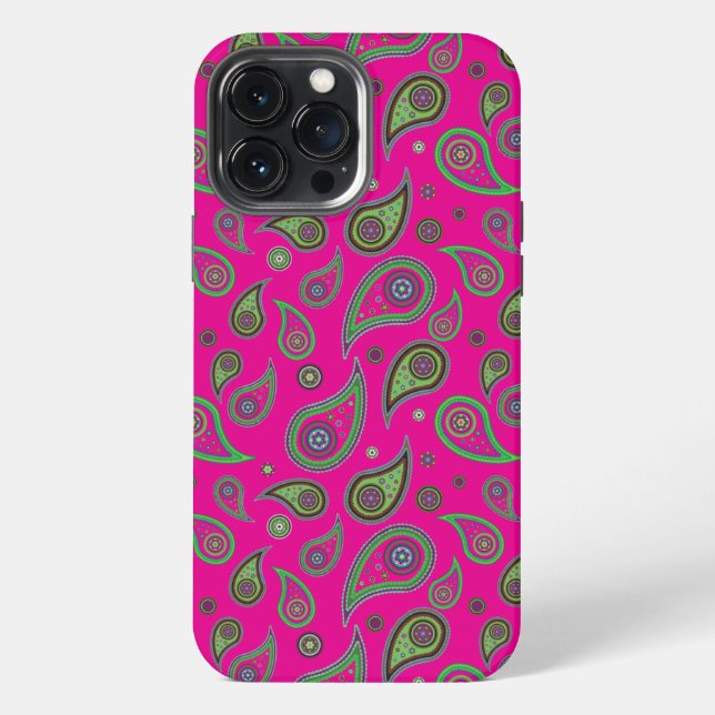 Pink and Green Paisley Pattern iPhone Case (Back)
