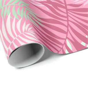 Pink and Green Palm Leaf Wrapping Paper