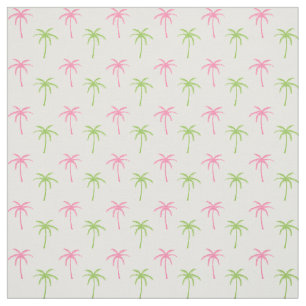 Pink and Green Palm Trees Pattern Fabric