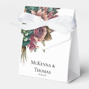 Pink and Green Peony Succulent Wedding Favor Box