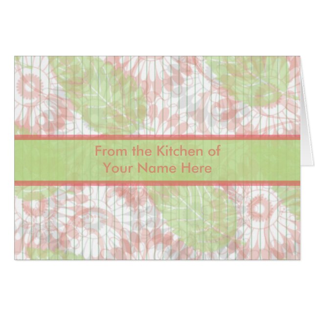 Pink and Green Personalized Recipe Card (Front Horizontal)