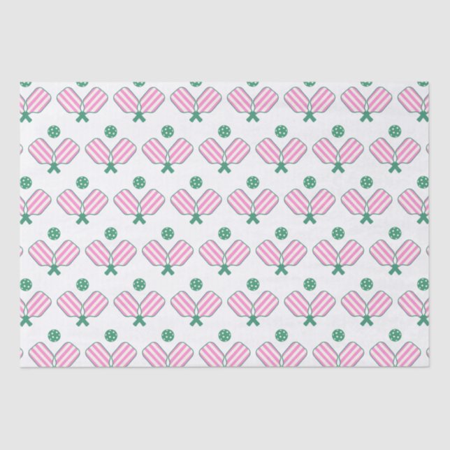 Pink and Green Pickleball  Tissue Paper (Front)
