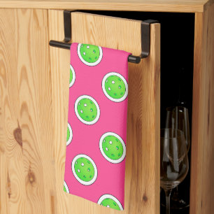 Pink and Green Pickleballs Preppy Kitchen Kitchen Towel