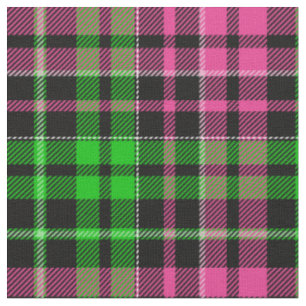 Pink and Green Plaid Tartan Black Fabric