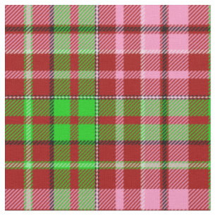 Pink and Green Plaid Tartan Red Fabric