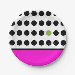 Pink and Green Playful Polka Dots Paper Plate