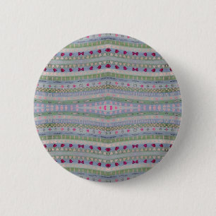 Pink and Green Pretty Hearts Pattern 2 Inch Round Button