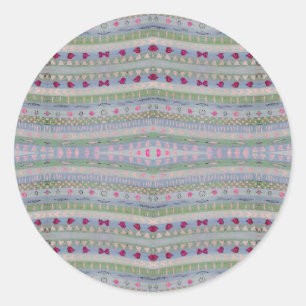 Pink and Green Pretty Hearts Pattern Classic Round Sticker