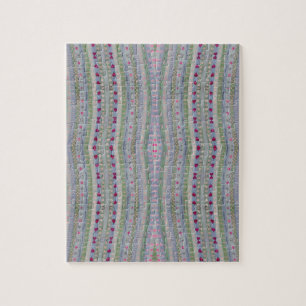 Pink and Green Pretty Hearts Pattern Jigsaw Puzzle