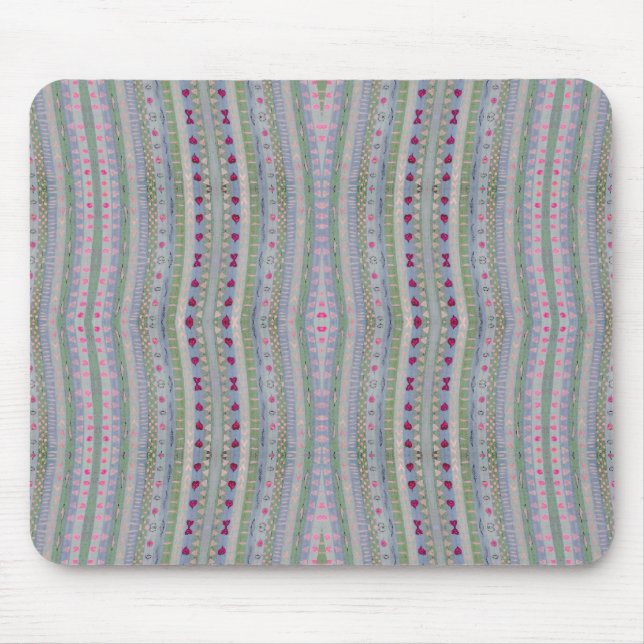 Pink and Green Pretty Hearts Pattern Mouse Pad (Front)