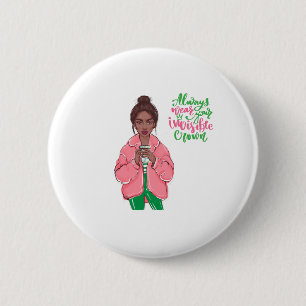 Pink and Green Queen 2 Inch Round Button