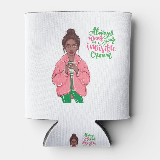 Pink and Green Queen Can Cooler (Front)