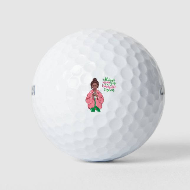 Pink and Green Queen Golf Balls (Front)