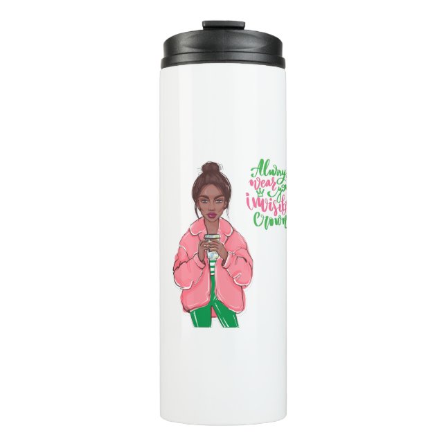 Pink and Green Queen Thermal Tumbler (Front)