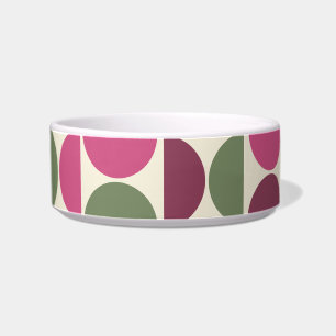 Pink and Green Retro/Mid-Century Circles Pet Bowl