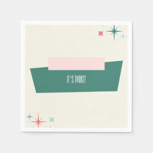 Pink and Green Retro Twin Baby Shower Napkin