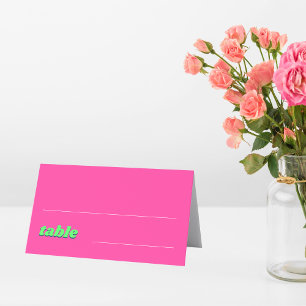 Pink and Green Retro Wedding Place Card