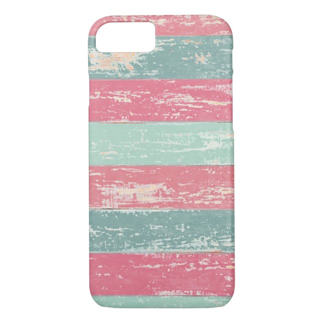 Pink and Green Rustic Wooden Fence Grunge Texture Case-Mate iPhone Case (Back)
