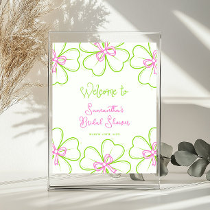 Pink and Green Shamrock Bridal Shower Welcome Sign
