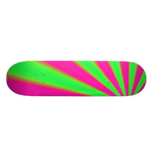 Pink and green skateboard