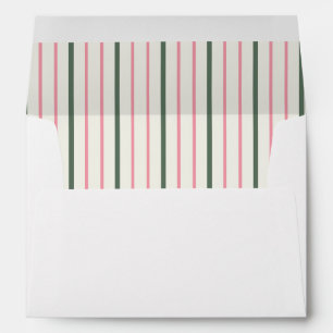 Pink and Green Stripe Holiday Card Envelope