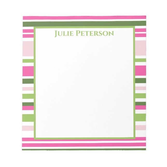 Pink and Green Stripe Notepad (Front)
