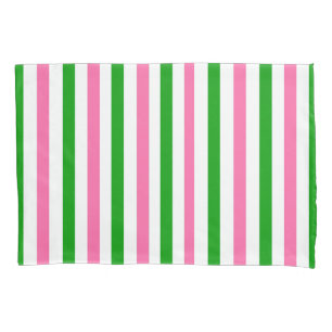 Pink and Green Stripe Pillowcase
