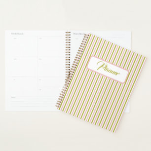 Pink and green stripe planner