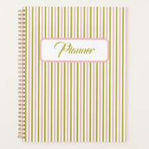 Pink and green stripe planner