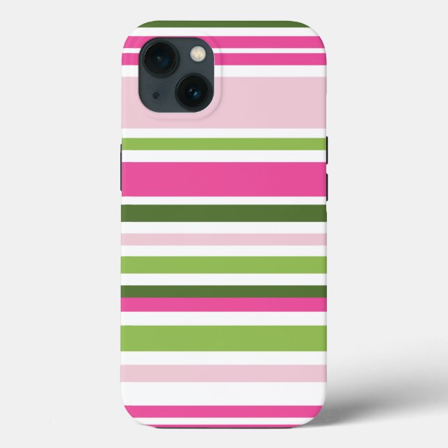 Pink and Green Stripe Tough Case-Mate iPhone Case (Back)