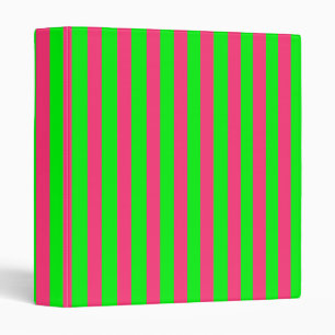 Pink and Green Striped Binder