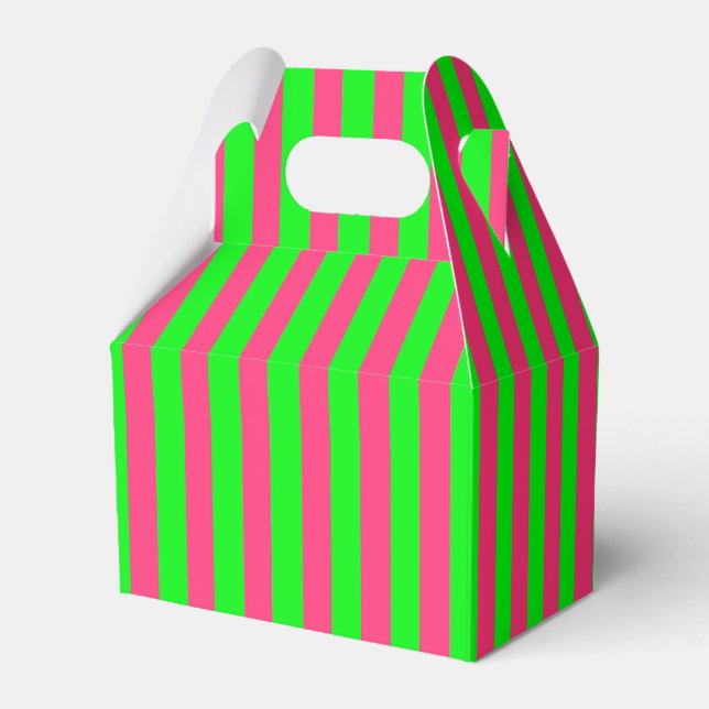 Pink and Green Striped Favor Box (Front Side)