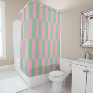 Pink and Green Striped Geometric Pattern