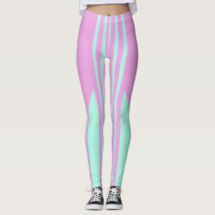 Pink and Green striped leggings