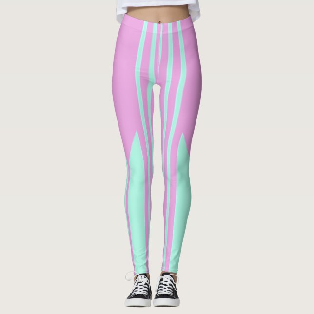 Pink and Green striped leggings (Front)