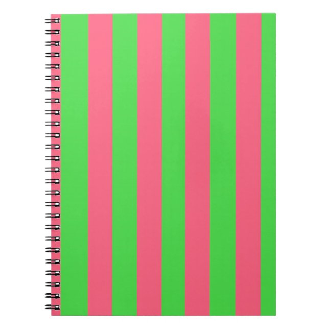 Pink and Green Striped Notebook (Front)