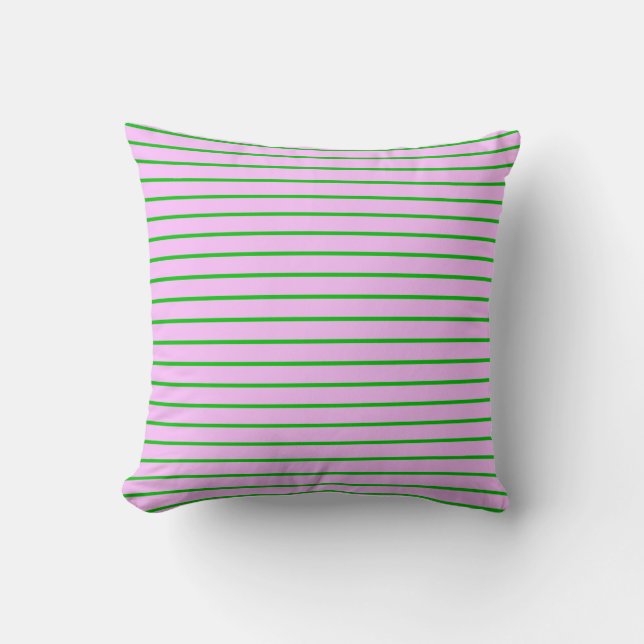 Pink and Green Striped Pillow (Front)