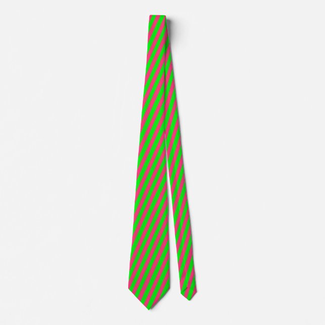 Pink and Green Striped Tie (Front)