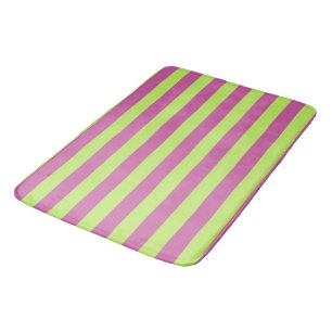 Pink and Green Stripes Bath Mat