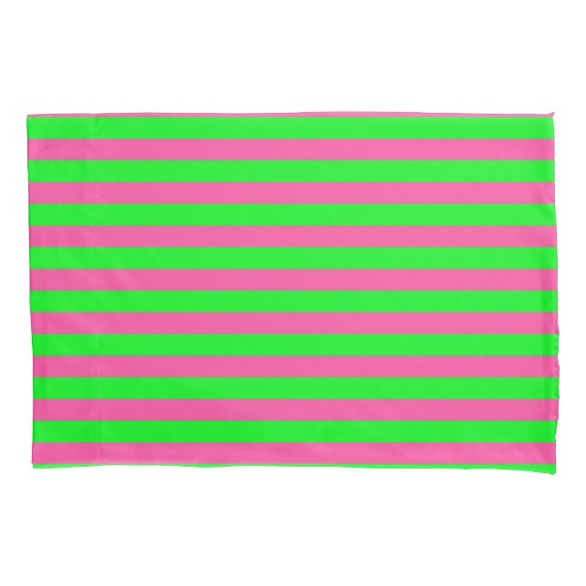 Pink and Green Stripes Design Pillowcase (Front)