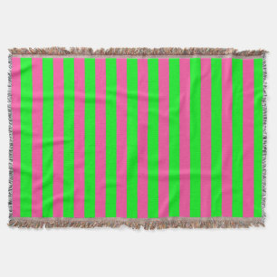 Pink and Green Stripes Design Throw Blanket