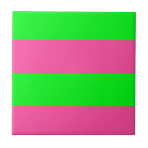 Pink and Green Stripes Design Tile