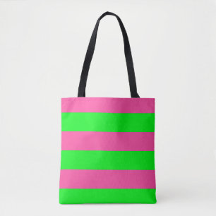 Pink and Green Stripes Design Tote Bag